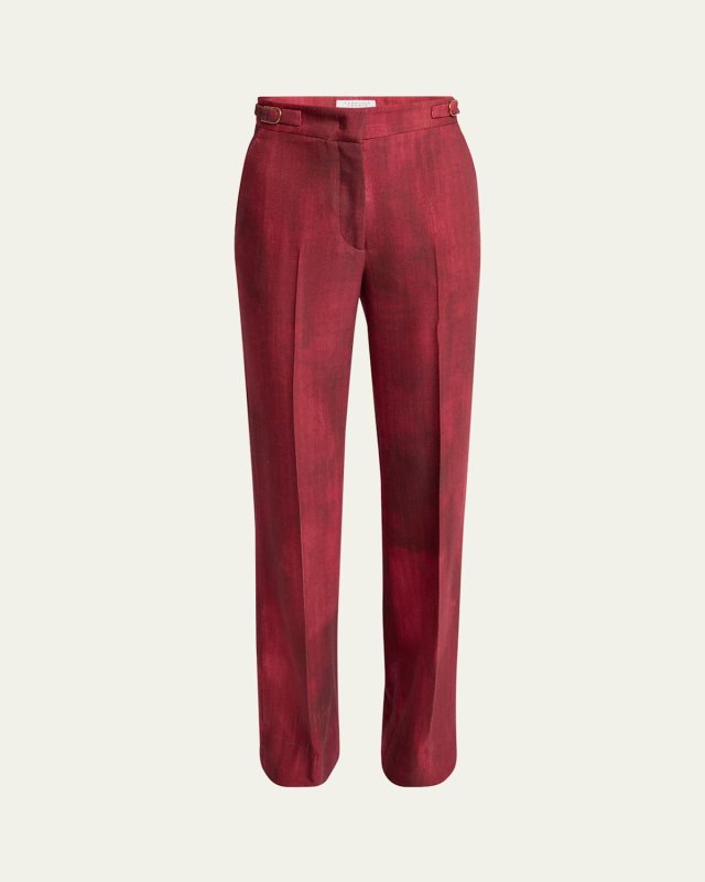 Vesta Wide-Leg Wool Pants with Belted Detail